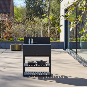 Module de cuisine extérieure acier 1 armoire 2 étagères L80cm THIRA