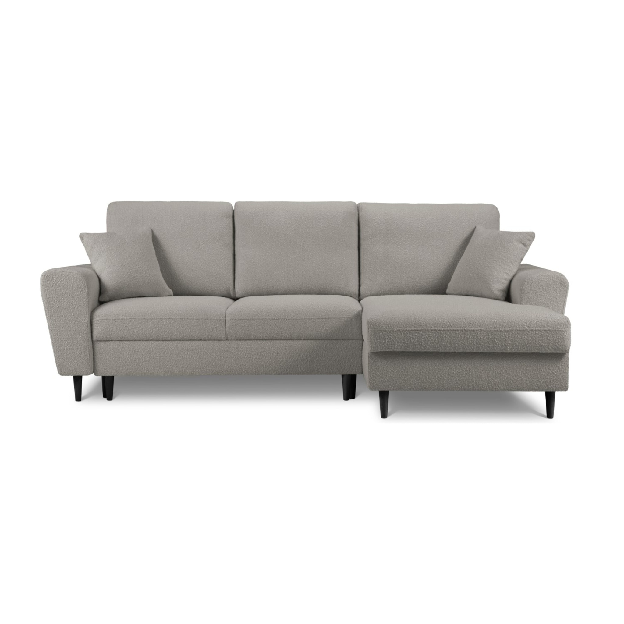 Canapé d'angle droit convertible avec coffre de rangement "Kyoto" 4 places en bouclé gris