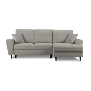 Canapé d'angle droit convertible avec coffre de rangement "Kyoto" 4 places en bouclé gris