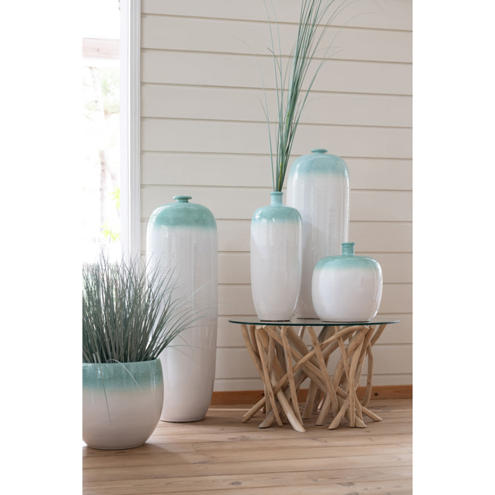 J-Line Vase - céramique - vert menthe/blanc - small