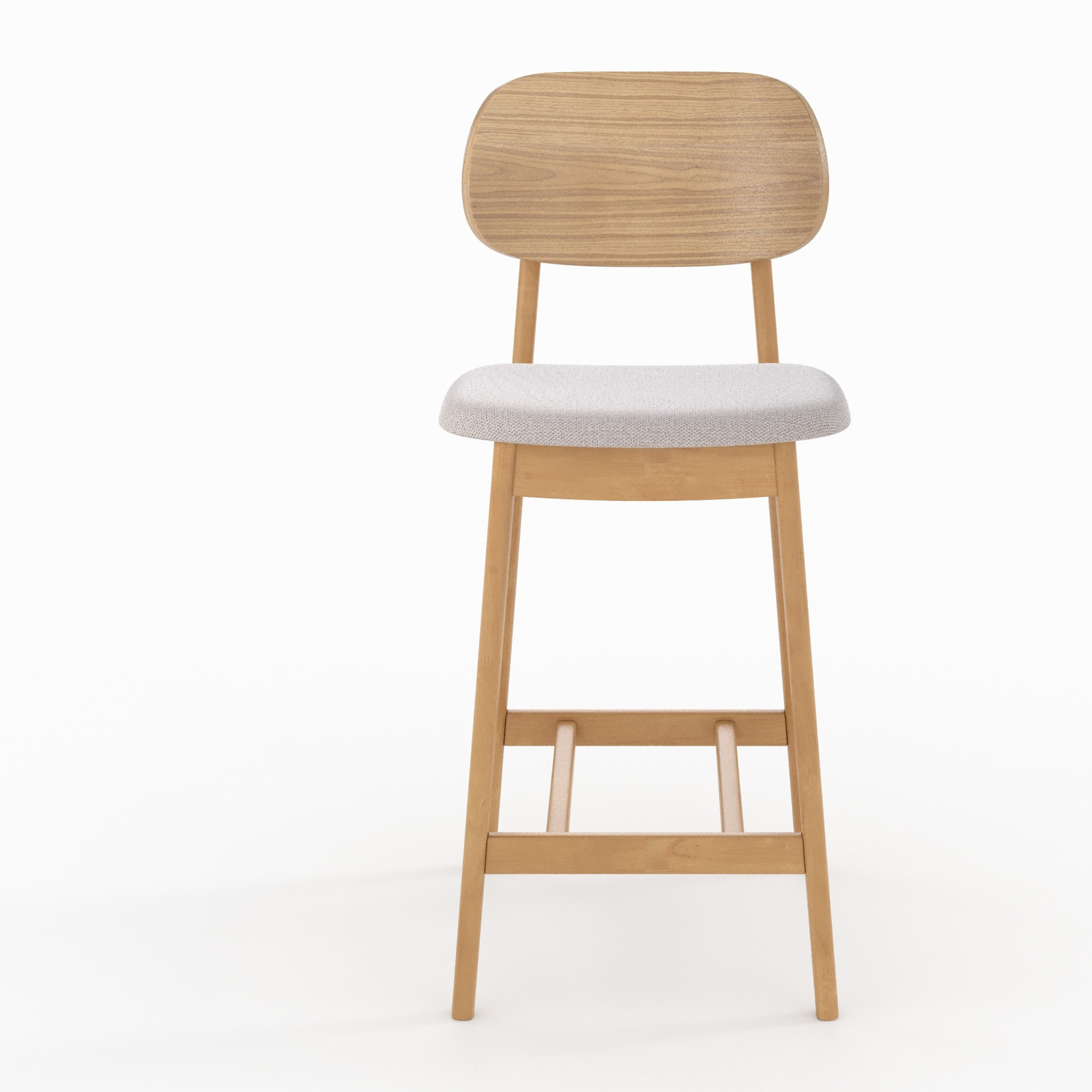 Lot de 2 chaises pour îlot central 66 cm en bois clair et tissu beige - Charlize