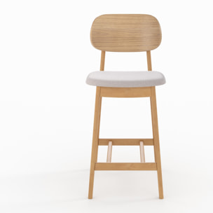 Lot de 2 chaises pour îlot central 66 cm en bois clair et tissu beige - Charlize