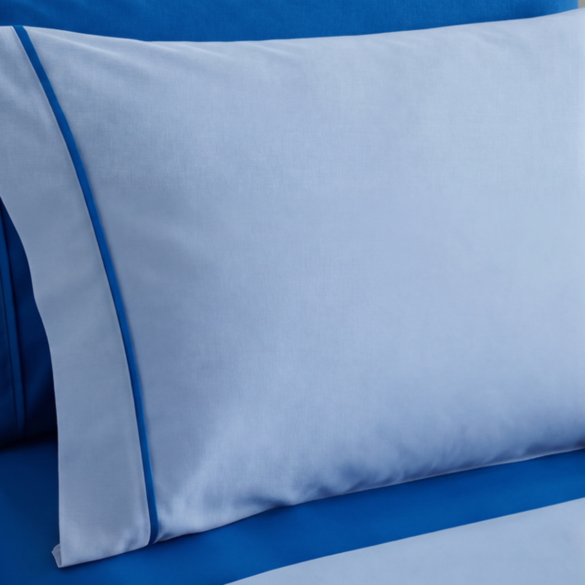 Completo Lenzuola in 100% Cotone con Piping Elegante, Set Letto Morbido e Traspirante con Lenzuolo Sopra, Sotto con Angoli Elasticizzati e Federa Coordinata