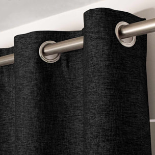 Rideau uni occultant 'natté' - Noir