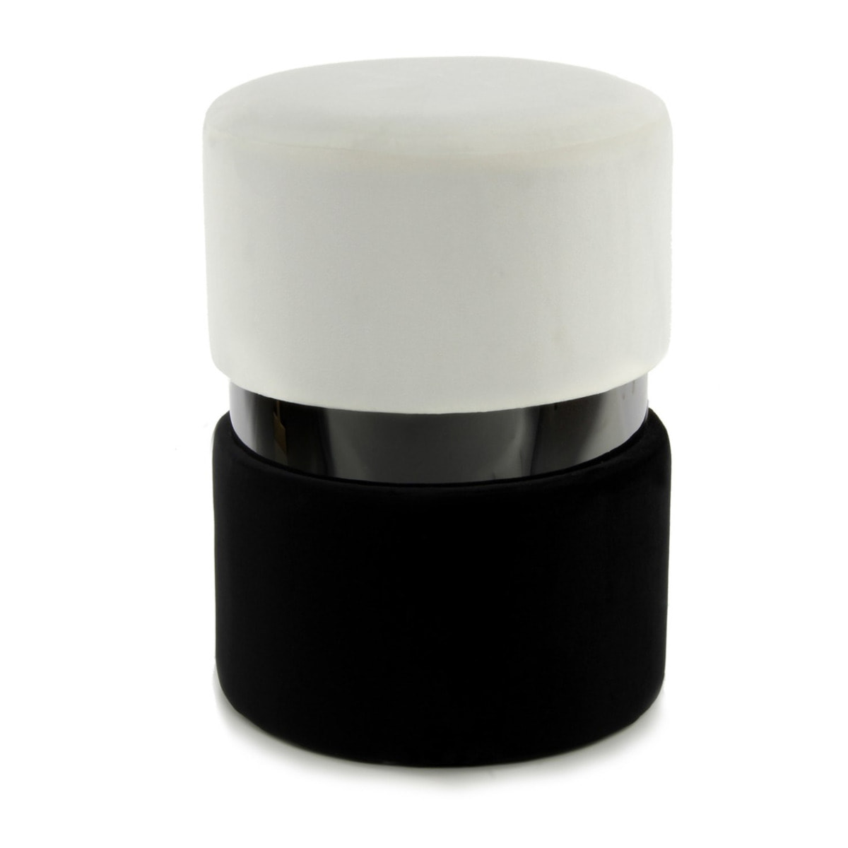 Pouf contenitore Gipsy 800 in velluto crema e nero