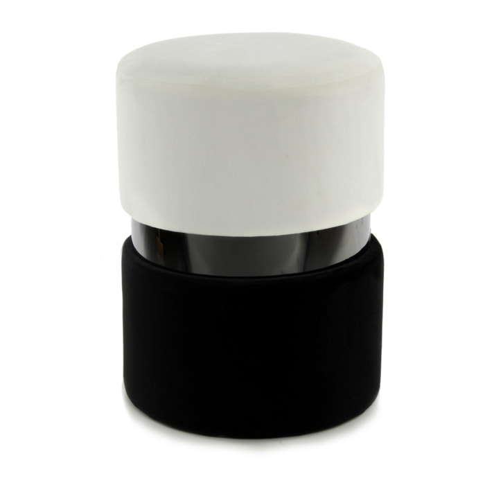 Pouf contenitore Gipsy 800 in velluto crema e nero