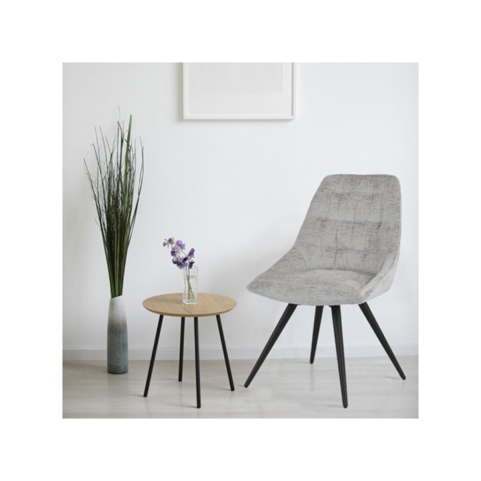 Chaise rotative 180° en tissu doux et pieds en métal noir - TOINOU