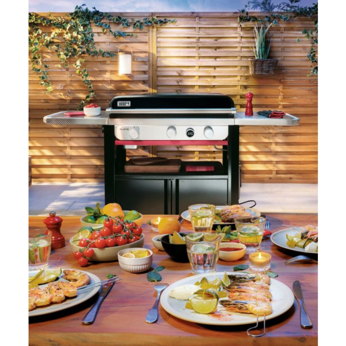 Plancha gaz WEBER black 3 brûleurs sur chariot, 76x46 cm