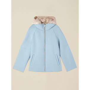 Oltre - Cappotto corto in scuba con parti trapuntate - Azzurro