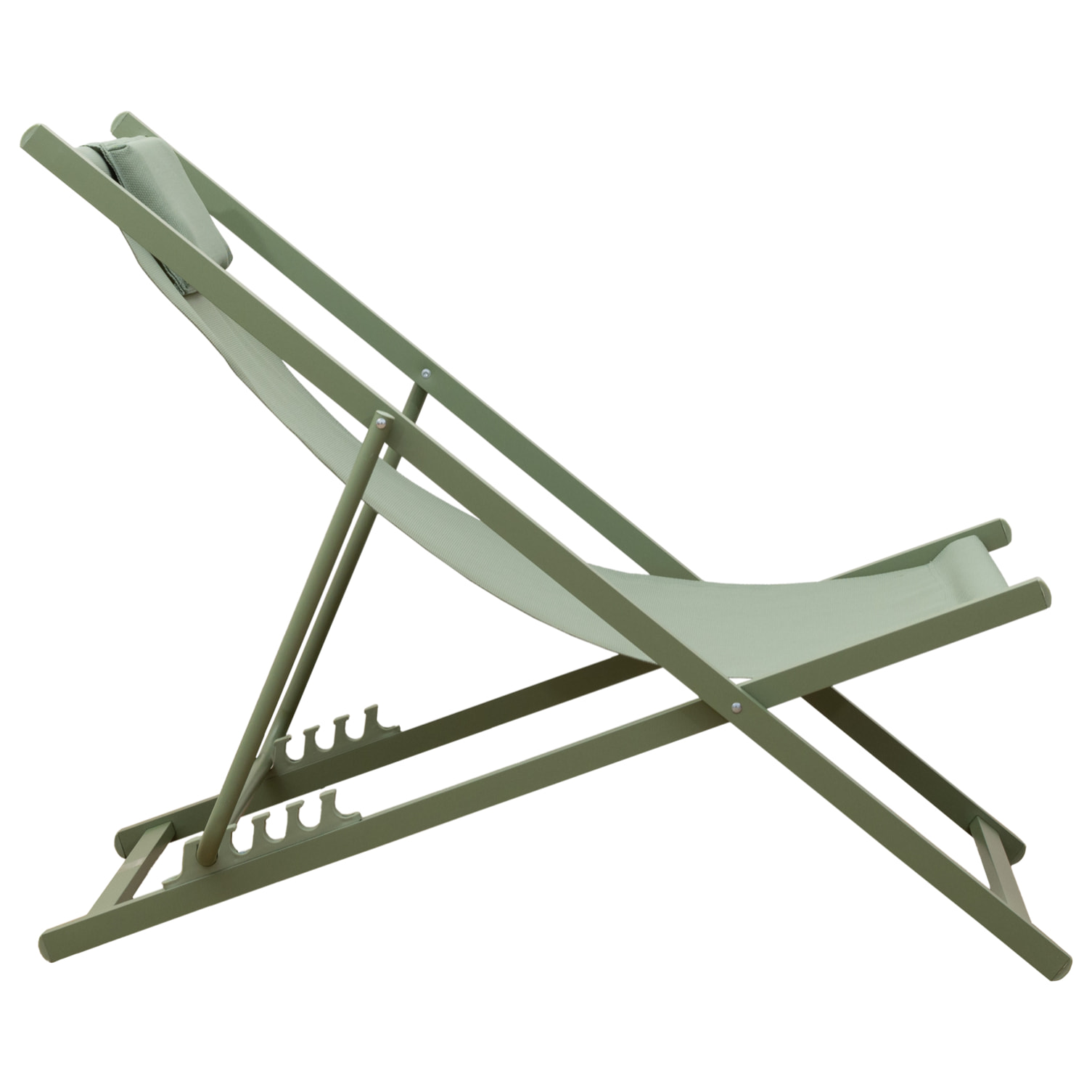 Lot de 2 chiliennes CYPRUS - textilène vert sauge/structure vert sauge