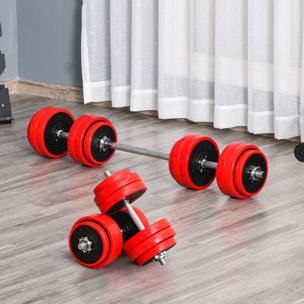 Juego de Mancuernas 30 kg Ajustables 2 en 1 con Barras Biela Ajustable Gimnasio