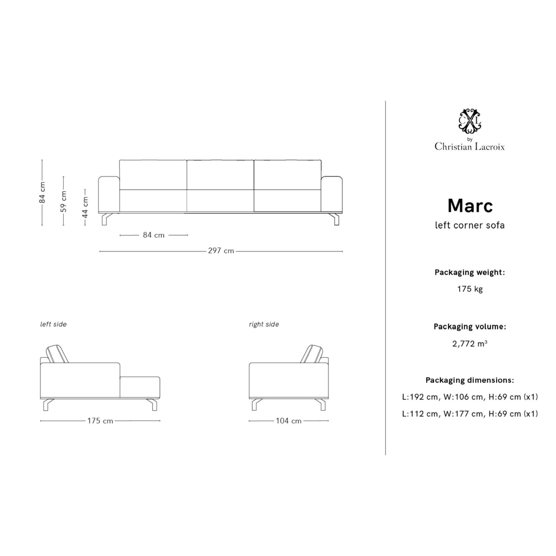 Canapé d'angle gauche "Marc" 5 places en cuir véritable marron