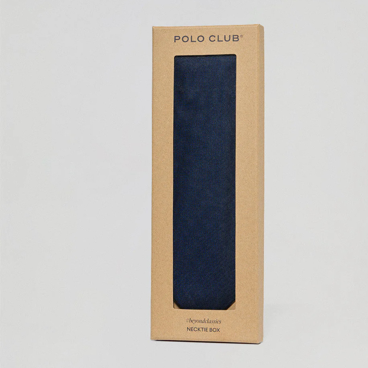 Cravatta in seta blu a tinta unita con logo Polo Club