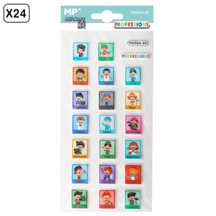PACK 24 Uds. PEGATINAS STICKERS RELIEVE DISEÑO PROFESIONES