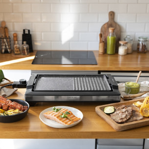 Plancha de asar Eléctrica Tasty&Grill 2000 Inox MixStone. 2000 W, Acabados acero