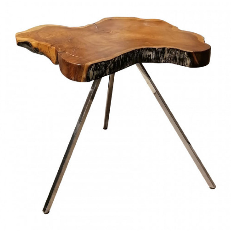 Table basse en bois de teck huilé avec piètement métal - AMPYANG