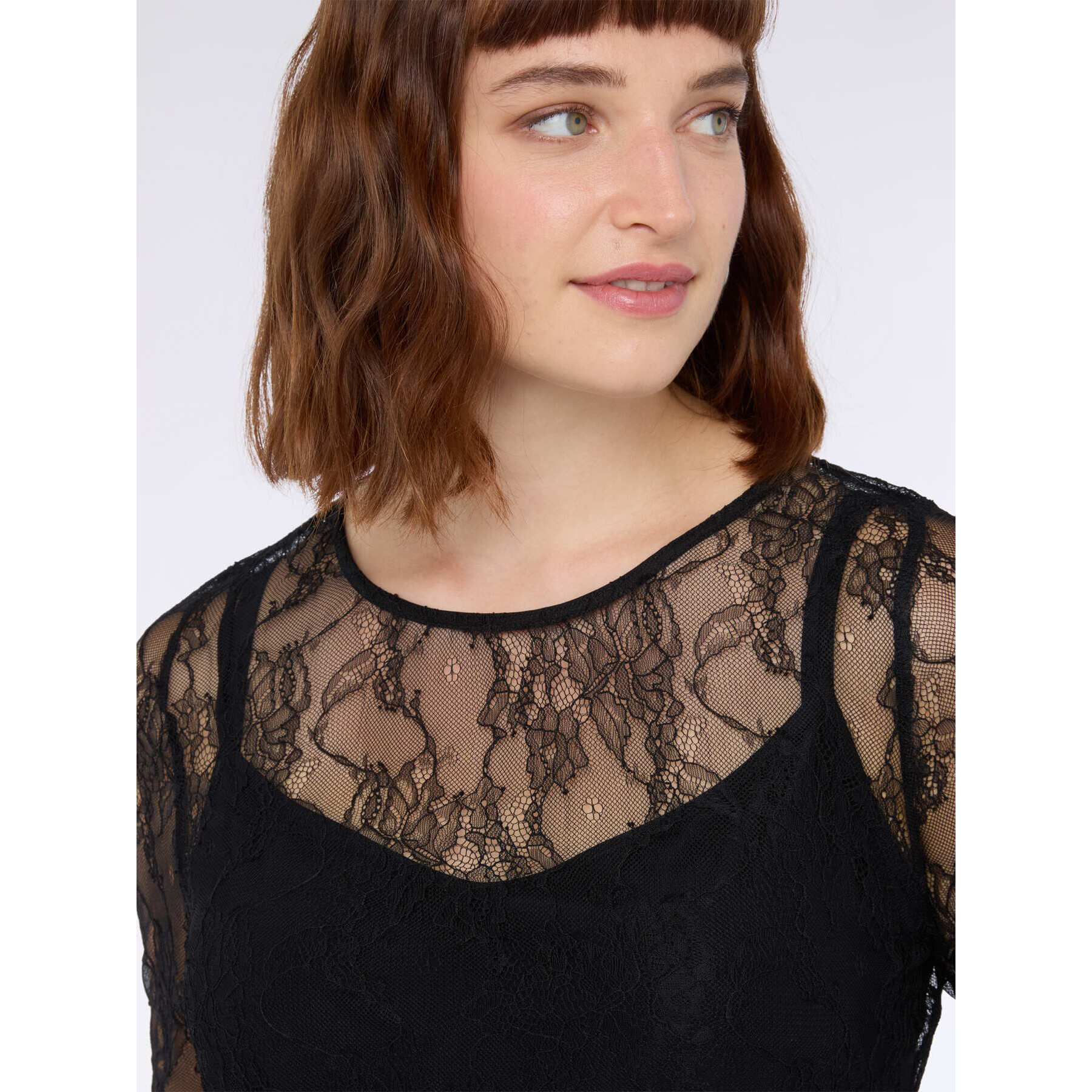 Fiorella Rubino - T-shirt in pizzo con maniche lunghe - Nero