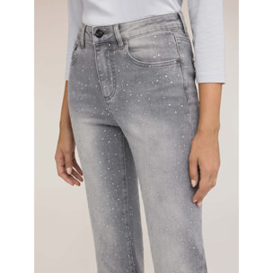 Motivi - Jeans wide con applicazioni di strass - Grigio