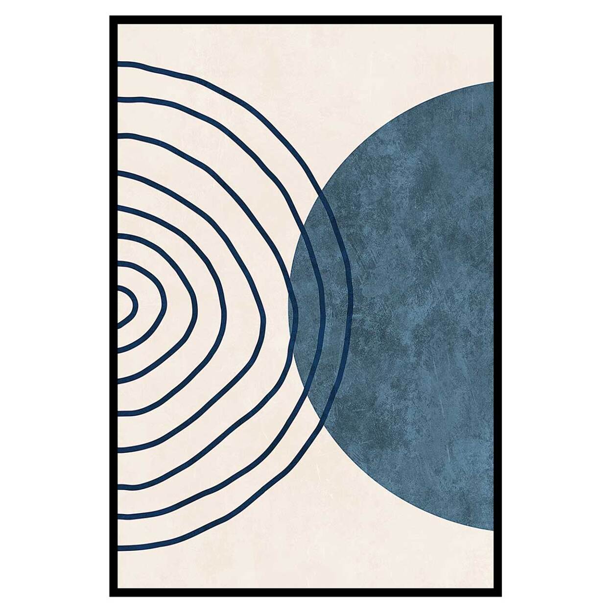 Affiche encadrée abstraction lignes bleues Affiche + cadre en métal - Noir