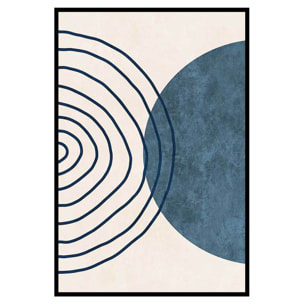 Affiche encadrée abstraction lignes bleues Affiche + cadre en métal - Noir