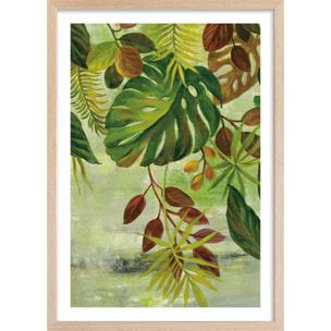 Poster Feuillage tropical Affiche + cadre en bois - Chêne