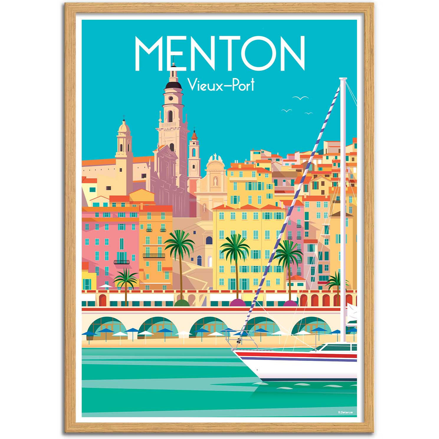 Affiche - Menton Vieux-Port - Raphael Delerue