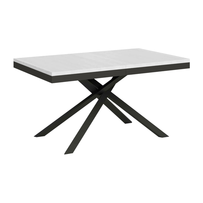 Table extensible 90x160/264 cm Karida Evolution frêne blanc cadre anthracite