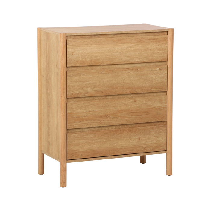 Commode décor bois 4 tiroirs naturel 80cm - 80 x 40 x 98 cm - Harmony