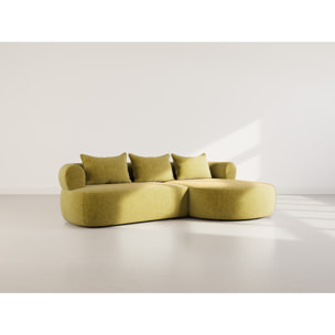 Angela - canapé d'angle droit 4 places en velours texturé - Vert