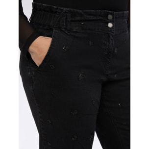 Fiorella Rubino - Jeans Balloon con lentejuelas negras - Negro