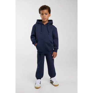 Chándal deportivo de niño afelpado sudadera y jogger ancho marino