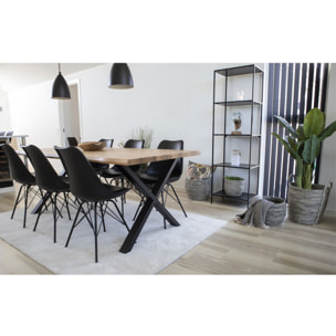 Set 2 sedie da pranzo Oslo in ecopelle nera con gambe in metallo nero
