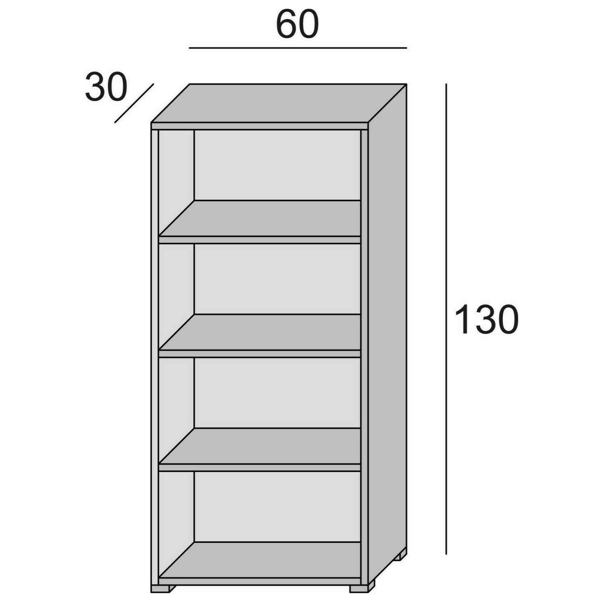 Libreria Giacinto, Biblioteca a 3 ripiani regolabili, Scaffale per libri, Mobile da parete con ripiani, 100% Made in Italy, Cm 60x30h130, Bianco e Rovere