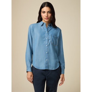 Oltre - Camisa de tencel - Light - blue