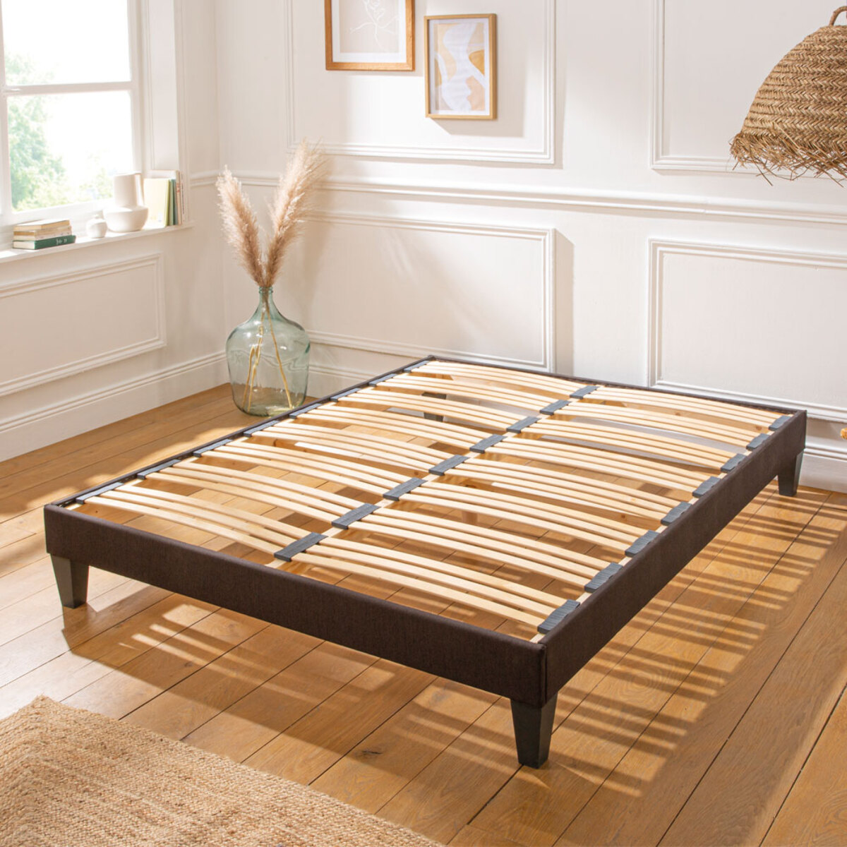 Ensemble Matelas Hybride Concorde & Sommier Tissu, Mémoire de forme & Ressorts ensachés, 26 cm, Technologie Tri-lattes, Soutien Ferme