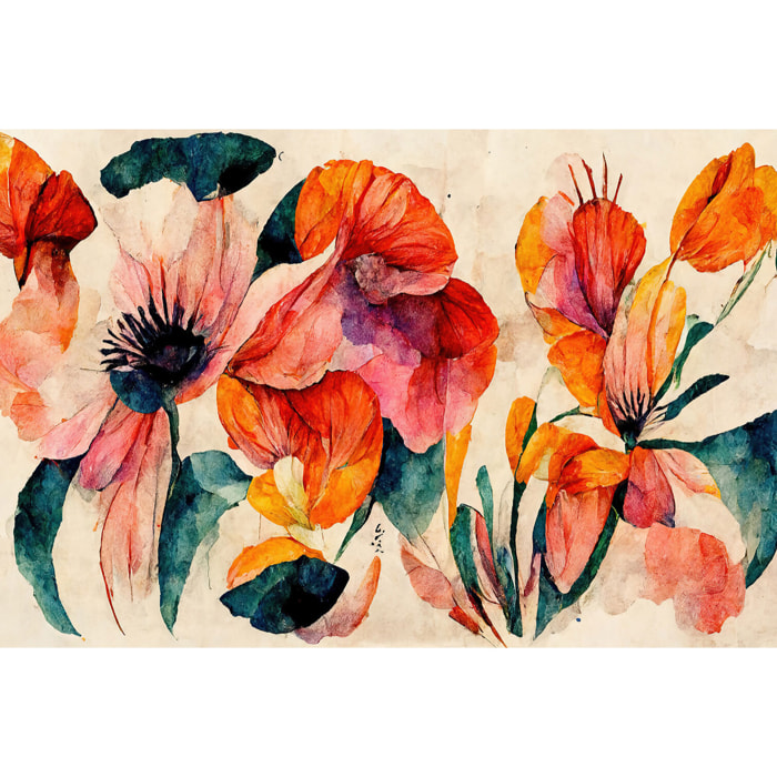 Tableaux fleurs coquelicot et aquarelle  Toile imprimée