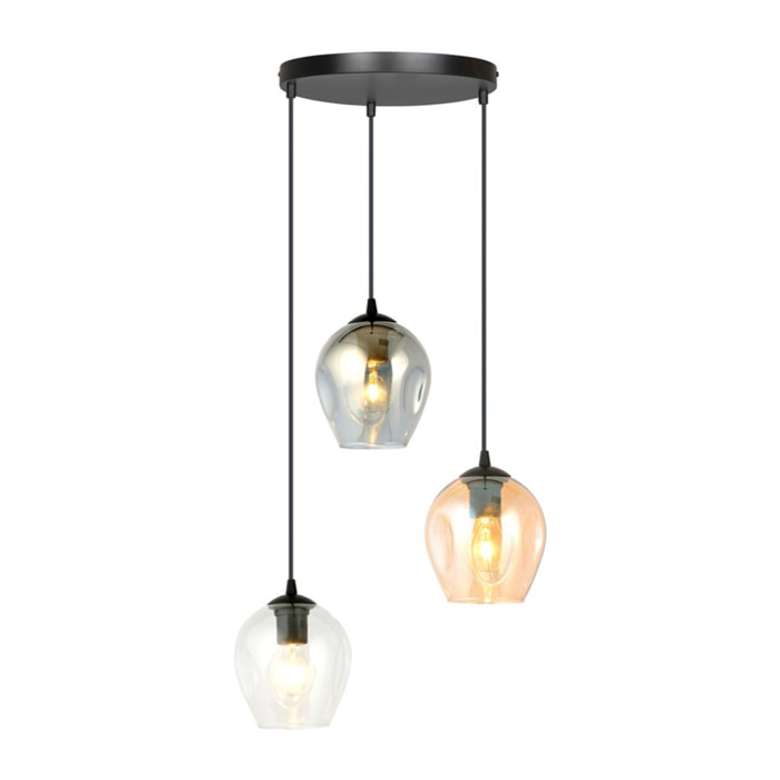 Lampada a sospensione ISTAR 3 con paralumi in vetro colorato