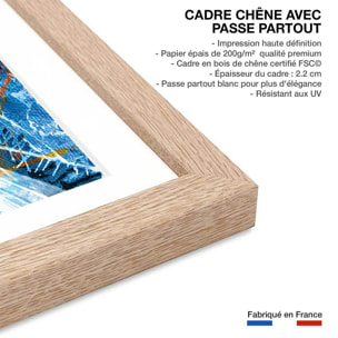 Affiche illustration graffiti london Affiche + cadre en bois - Chêne