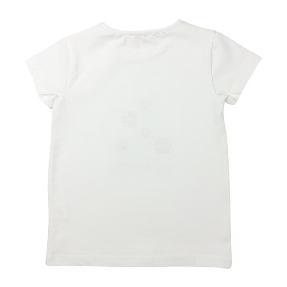 TSHIRT JERSEY BIANCO APPLICAZIONE FIORI