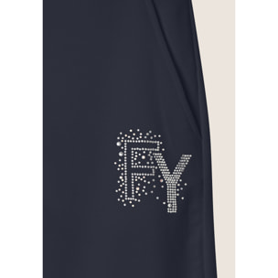 Pantaloni corti con Risvolto e Logo Strass