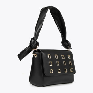 Borsa a tracolla con occhielli in metallo quadrati