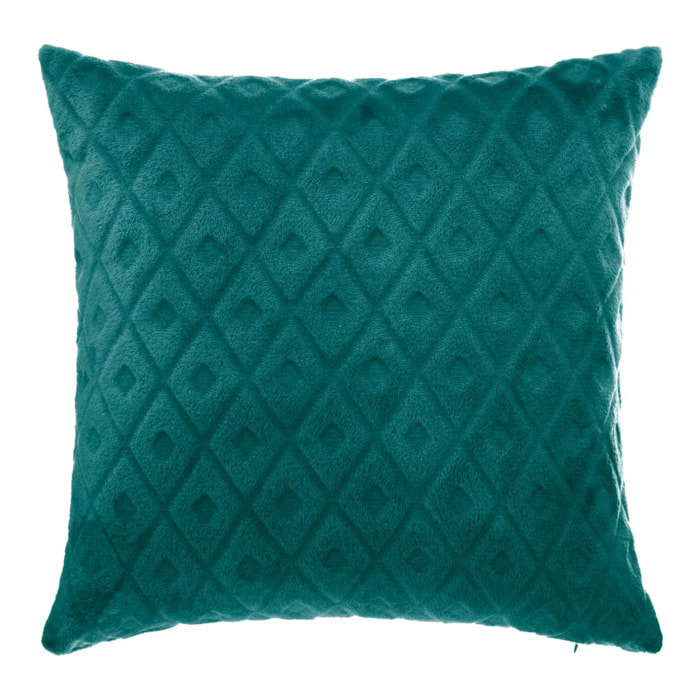Coussin losanges flanelle bleu canard 40x40cm