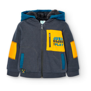 Chaqueta felpa con capucha de bebé niño