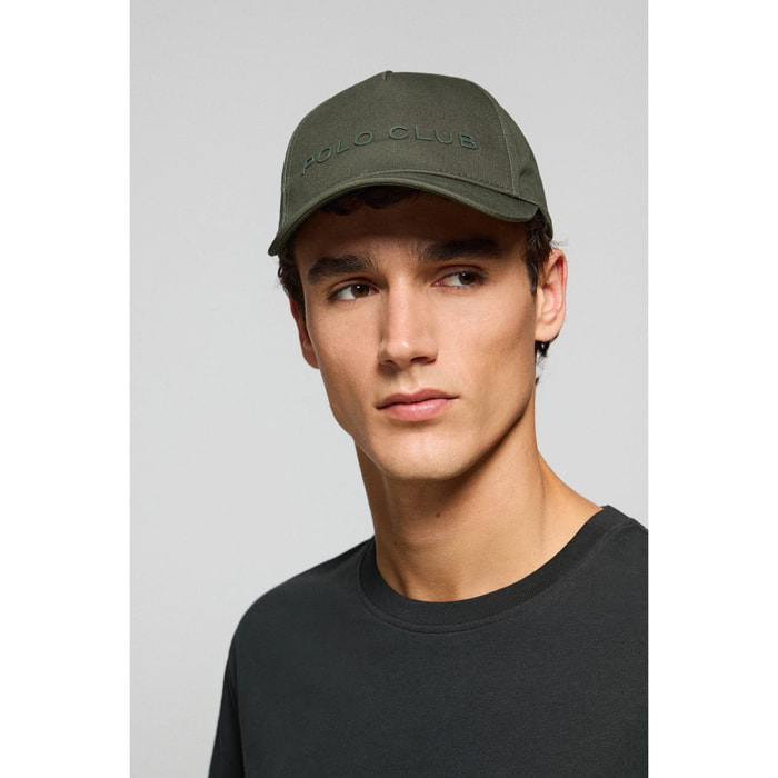 Cappellino verde cachi con logo in gomma e print Polo Club