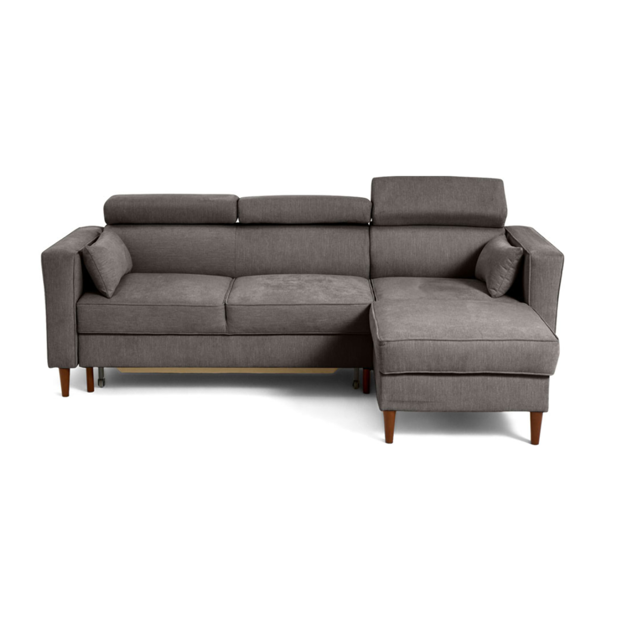 Alicante - canapé d'angle réversible convertible avec têtières - coffre - 4 places - en tissu texturé - Gris