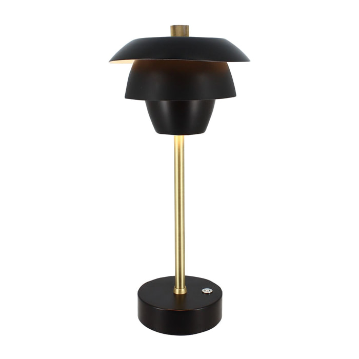 Lampe à poser rechargeable en métal noir et doré  MOXY