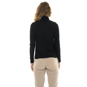 Camiseta de manga larga con cuello alto acanalada "Pearl" para mujer
