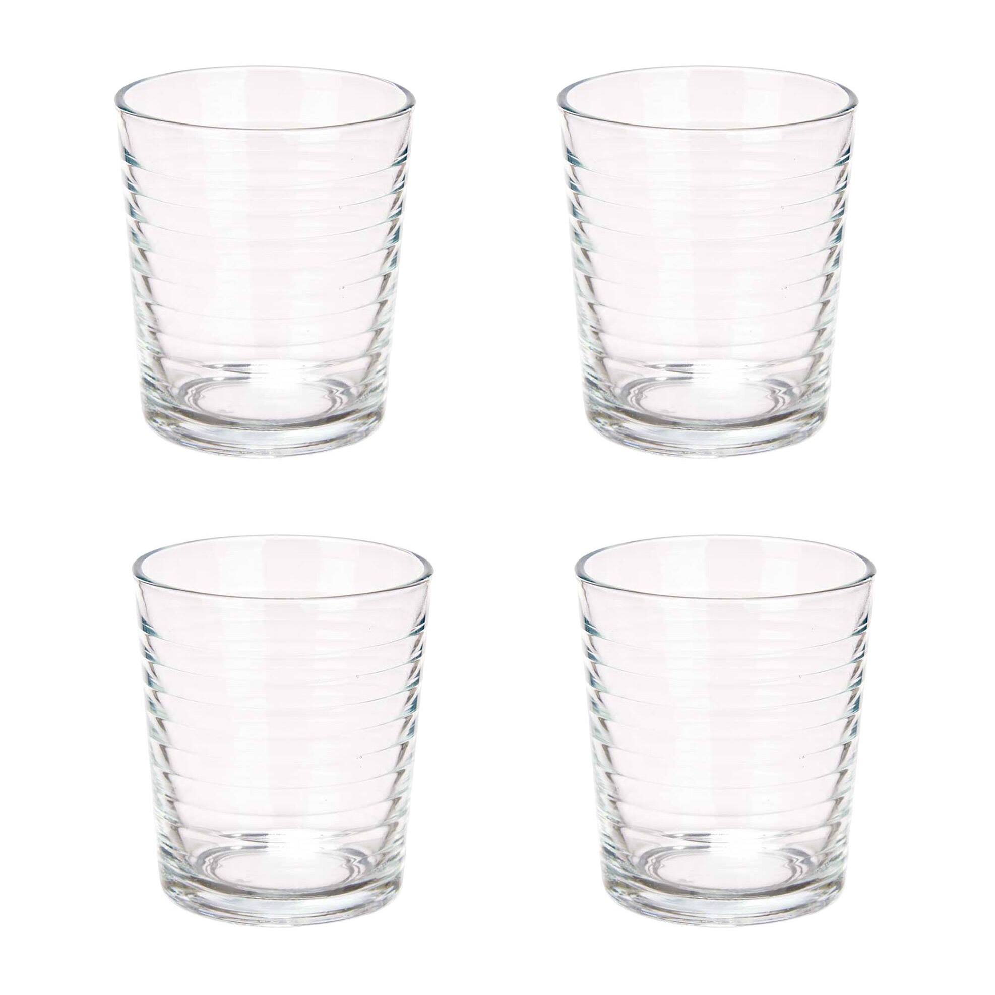 Set 4 vasos vidrio rayas 360 ml colección vivalto