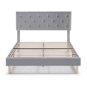 Estructura de cama tapizada Rosi de 30 cm Gris Claro