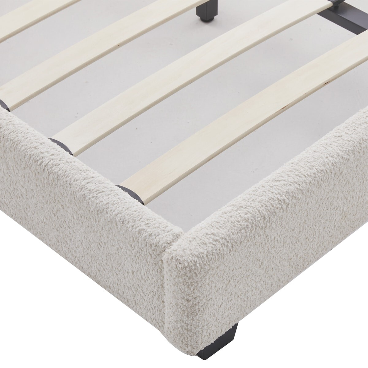 Lit avec tête de lit en tissu bouclé - WILLIAM